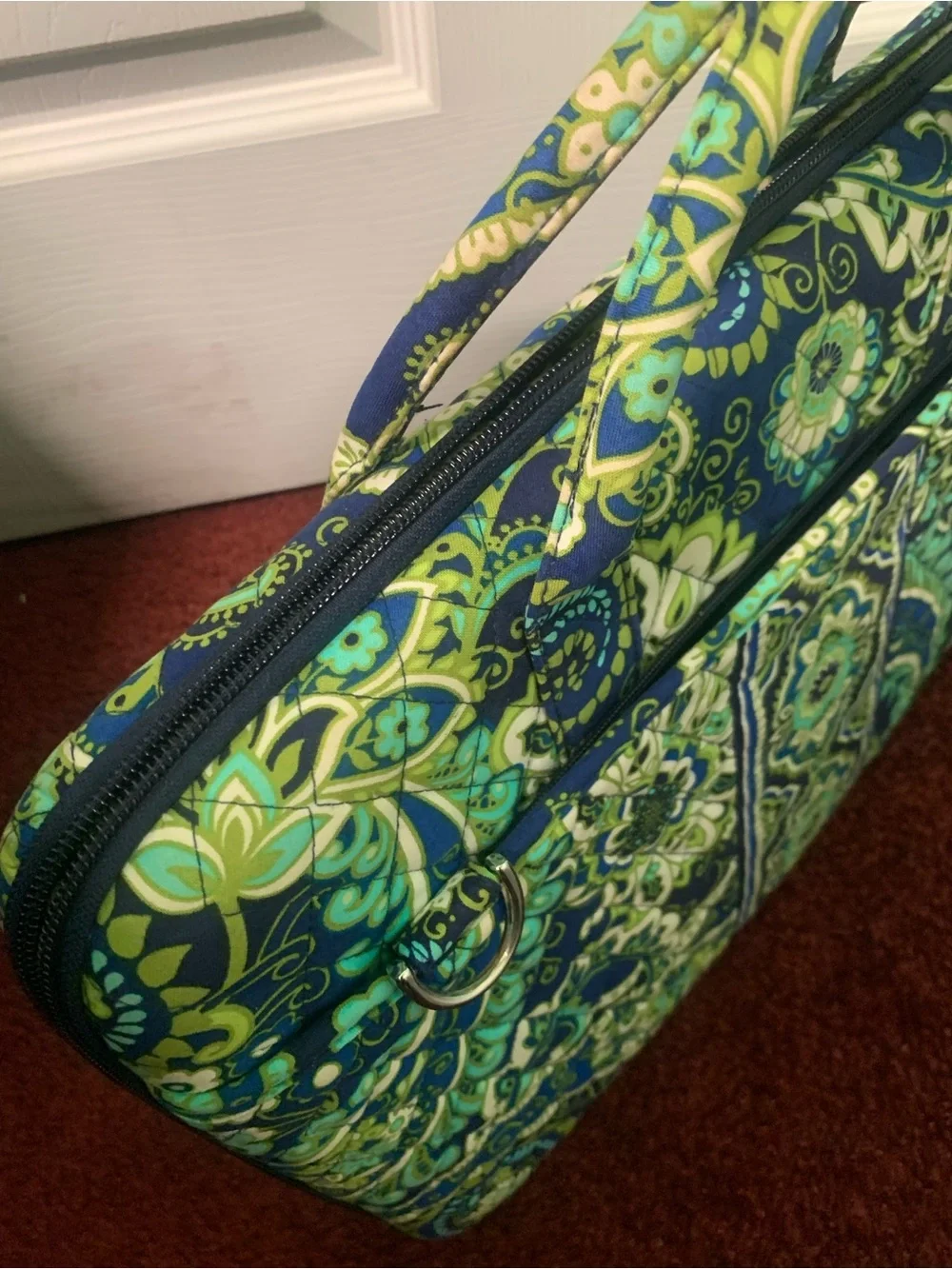 Vera Bradley Navy, Green & Turquoise Paisley Quilted Shoulder Bag